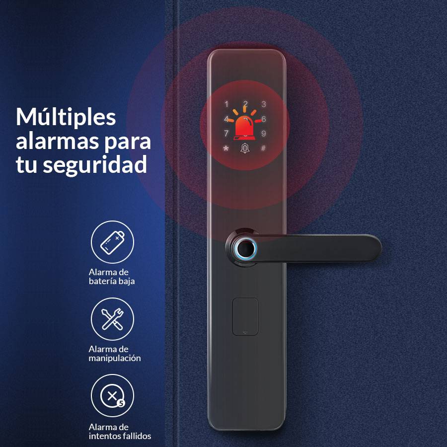 Cerradura manija WiFi Defender black con 5 modos apertura