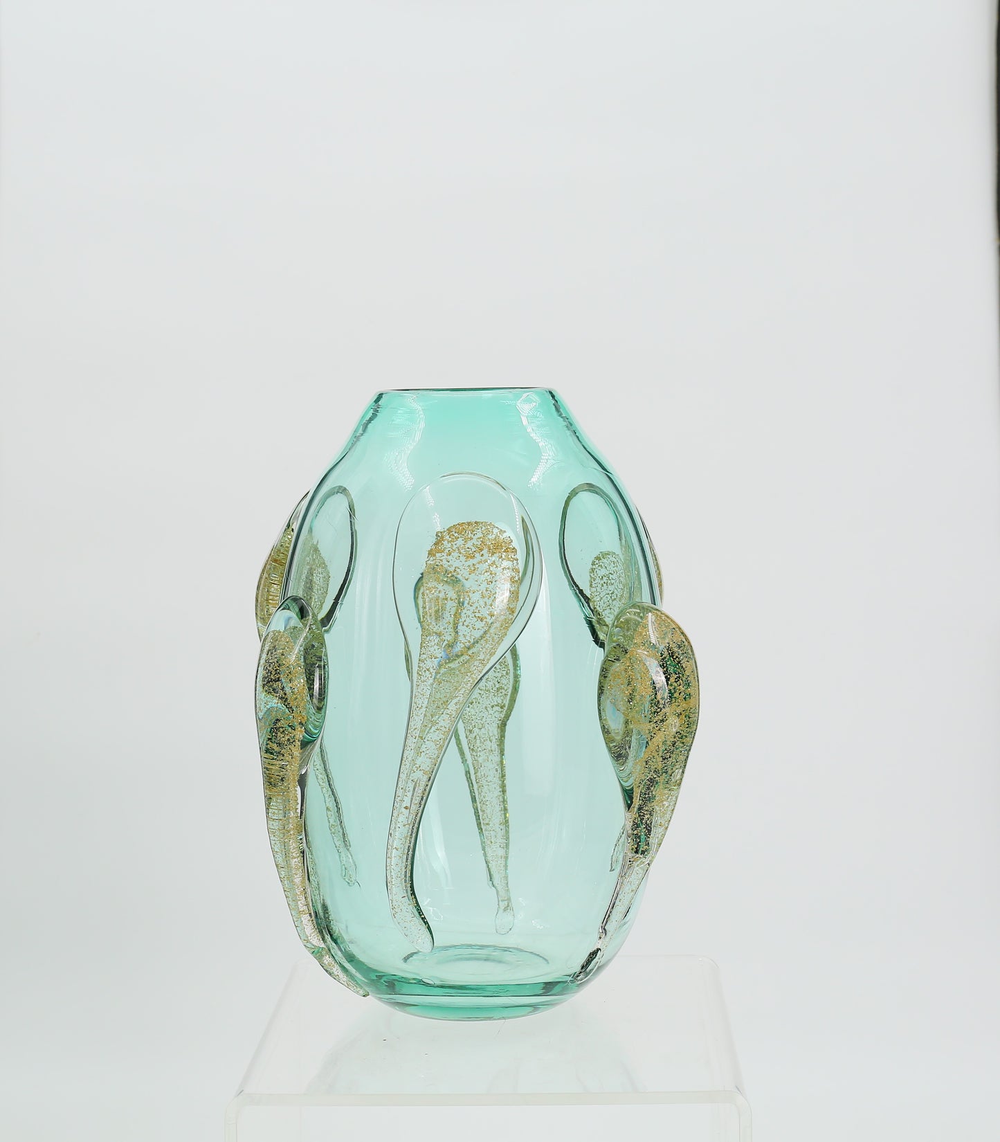 Jarron Aqua De Vidrio Color Celeste/verde