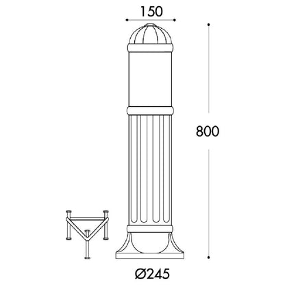 Sauro bollard grey 80cm IP55