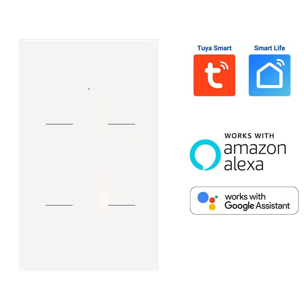 Interruptor WiFi 4 canales blanco comp. c/Alexa y Google