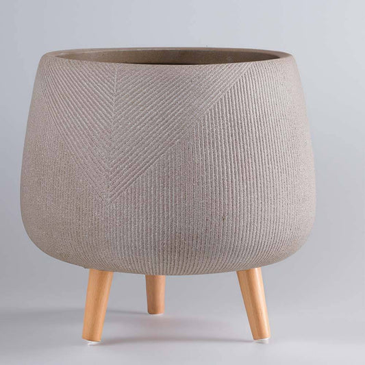 Portamaceta Con Patas De Fibra De Arcilla en Antique Taupe