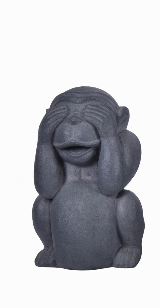 Estatua De Mono I De Fibra Mineral Color Gris Cemento